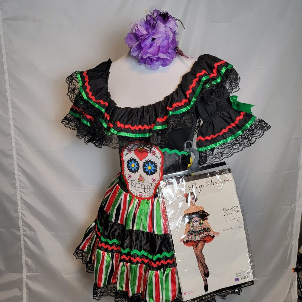 COSTUME, "Day of the Dead Doll" Costume, w/dress & belt,  Sz Small Womens